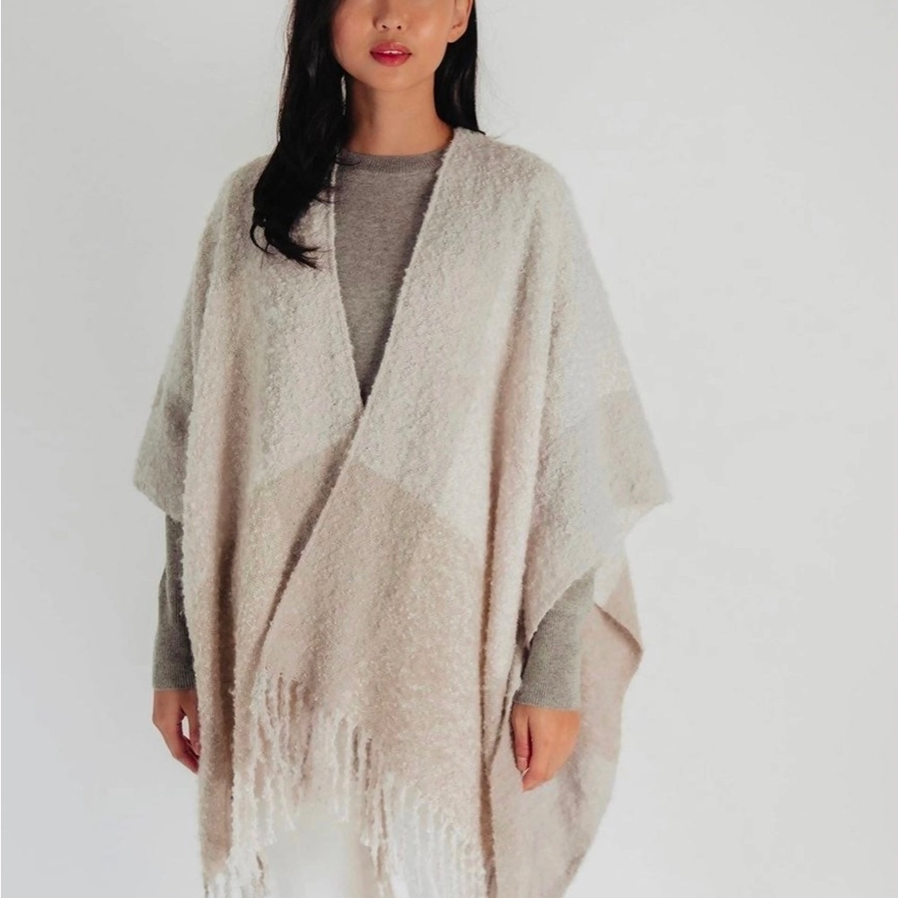 Echo Boucle Ruana - soft wrap 2 available. Cream check and black tuckernuck